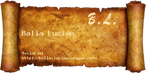 Balla Lucián névjegykártya